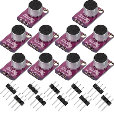 Weewooday 10 Pieces Electret Microphone Amplifier Adjustable MAX4466 Module Microphone Preamplifier Blue Breakout Board Compatible with Arduino
