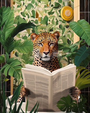 Tucocoo Leopard on Toilet DIY Paint by Numbers for Adults Bathroom Animal DIY Digital Oil Painting Jungle Wild Animals Painting Kits Canvas Acrylic Paint Funny Room Decor 20x16 Inch （Without Frame ）