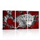 Kalormore 3 Pieces Wildlife Animal Canvas Wall Art Black and White Burgundy Red Leopard with Yellow Eyes in Blossom Poeny Flowers Painting Picture Framed and Stretched Artwork for Modern Living Room