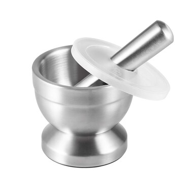 VABX-Purple Stainless Steel Mortar and Pestle Set with Lid and Anti Slip Base for Spice Medicine Grinder Coffee Bean Crusher(Small)