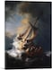 ARTCANVAS Christ In The Storm on the Sea of Galilee 1633 Canvas Art Print Stretched Framed Painting Picture Poster Giclee Wall Decor by Rembrandt van Rijn - 26" x 18" (0.75" Deep)