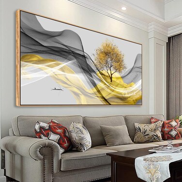 Tucai Decor Framed Wall Art Canvas Modern Light Luxury Abstract Ink Landscape Wall Art Canvas Framed for Living Room Decoration, Bedroom, Home and Office Wall Decor 20x40inch (Framed)