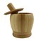 EIKS Bamboo Mortar &amp; Pestle with Lid for Grinding Garlic Spices Herb Ginger Peppercorns Kitchen Tool