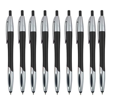 Stylus with Ball Point Pen for iPad Mini, iPad 2/3, New iPad, iPhone 5 4S 4 3GS, iPod Touch, Motorola Xoom, Xyboard, Droid, Samsung Galaxy S IV / S4, Galaxy S III/S3 (12 Pack) Black