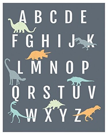 Dinosaur Alphabet Wall Art Print 12x18 Inch Print, Nursery Decor, ABC Poster, Kid's Room Decor, Gender Neutral Nursery Decor, Baby Room Decor, Playroom Decor, Children Wall Art, Dinosaur Nursery