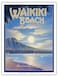 Waikiki Beach Hawaii - See the Moonrise In Paradise - Diamond Head Crater - Vintage Hawaiian Travel Poster by Kerne Erickson - Master Art Print (Unframed) 9in x 12in