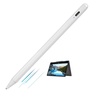 Active Stylus Digital Pen for Dell Laptop Touch Screen Pencil, Ultra Fine Tip Touch-Control and Type-C Rechargeable Stylus Pens for Dell Laptop Touch Screen,Good at Drawing and Sketching,White