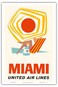 Miami Florida - United Air Lines - Vintage Airline Travel Poster c.1962 - Master Art Print (Unframed) 12in x 18in