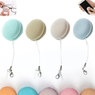 Niaoyun 4PCS Macaron Mobile Phone Screen Cleaning, 2024 New Macaron Mobile Phone Screen Wipe, Mobile Phone Screen Wipe Pendant, Macaron Mobile Phone Screen Cleaning Ball