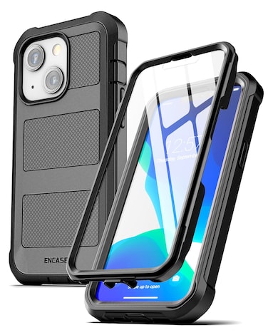 ENCASED Falcon Armor Designed for iPhone 13 Mini Case with Screen Protector - Ultra Protective Full-Body Cover (Built-in Screen Guard) Black