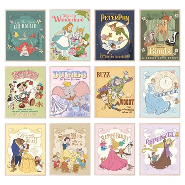 BigWig Prints Disney Wall Art - Disney Posters, Disney Nursery Decor, Disney Princess Room Decor, Disney Wall Decor, Nursery Wall Art, Disney Room Decor, Disney Gifts - Unframed Set Of 12 (8x10)