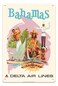 Bahamas Caribbean - Delta Air Lines - Vintage Airline Travel Poster by Fred Sweney c.1960s - 8 x 12 inch Vintage Metal Tin Sign