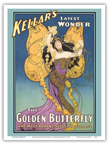 Harry Kellar&rsquo;s Latest Wonder - The Golden Butterfly - Vintage Magic Poster c.1906 - Master Art Print (Unframed) 9in x 12in