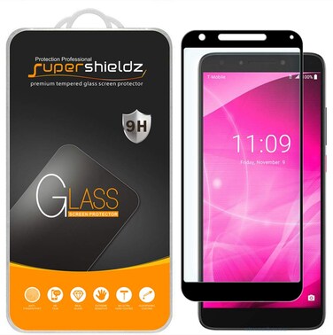 Supershieldz (2 Pack) Designed for T-Mobile (Revvl 2 Plus) Tempered Glass Screen Protector, (Full Screen Coverage) Anti Scratch, Bubble Free (Black)