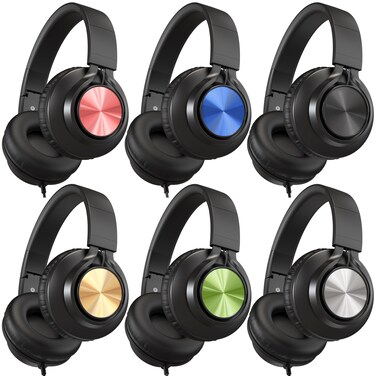 AILIHEN Kids Headphones Bulk for School, 6-Pack Class Headphones Wired with Microphone for Students, Teens, Classroom, Library, Chromebook, Laptop, Adjustable, Foldable, 3.5mm Jack - (Multicolor)