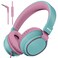MIDOLA Volume Limited 85/110dB Kids Headphone Over-Ear/On-Ear Foldable Sound Noise Protection Headset with Inline AUX 3.5mm Cord w/Mic for Child School Cellphone Pad PC Notebook Cyan