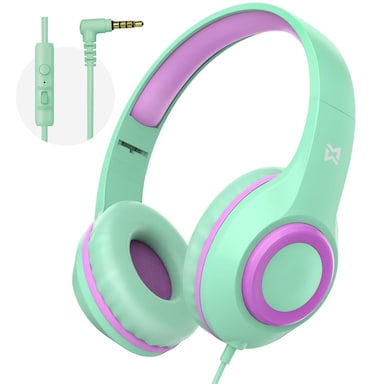 Mevoix Over Ear Kids Headphones with HD Mic, 85/94dB Volume Limit Lightweight Kids Headphones with Comfortable Earpads, Foldable Design, Stereo and Premium Sound Quality for Boys Girls Teens Toddler