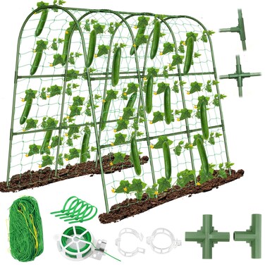 Cucumber Trellis for Raised Bed 65"&times;48", Garden Arch Trellis for Climbing Plants Outdoor, Metal Garden Trellis for Vegetables, Cucumber Trellis for Tomato, Bean, Pea, Grape, Plant, Squash