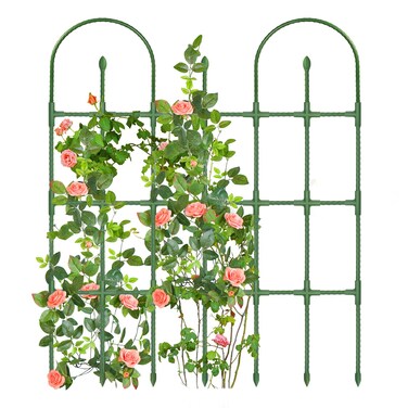 MQHUAYU Updated Garden Trellis for Climbing Plants Outdoor, 47.2" H*35.4" W Rustproof Sturdy Garden Arch Trellis for Potted Climbing Cucumber Tomato Rose Vegetable Flower Plant Trellises(120cm,Green)