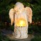 Ovewios Angel Statue Outdoor Decor, Angel Garden Statues Holding Lotus Flower with Crackle Glass Globe Solar LED Lights Yard Decorations Lawn Ornaments Figurines for Outside, Angel Gardening Gifts