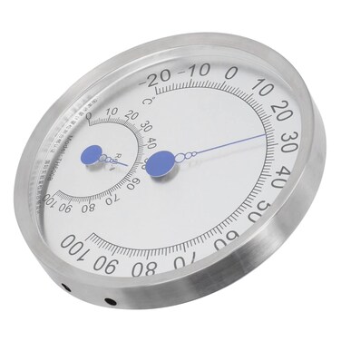 Round Thermometer Stainless Steel Outdoor Thermometer Hygrometer Large Weather Thermometer Heat (Without Holder)