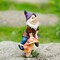 Jeelyfu Garden Gnome Statue Outdoor Decor Polyresin Gnome Sit on Mushroom 7.7&quot; Tall