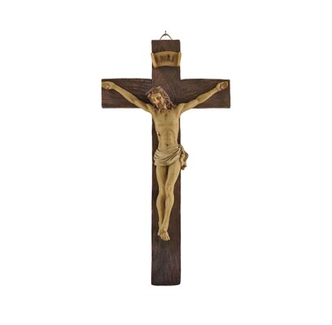 MeritMode 9.1" Jesus Crucifix Wall Cross - Handcrafted Resin Wall Hanging Cross, Ideal Christian Wall Art Decor for Home