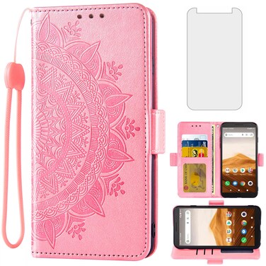 Asuwish Compatible with Alcatel Apprise/Glimpse/Volta/1B (2020) Wallet Case Tempered Glass Screen Protector Card Holder Flip Wrist Strap Cell Phone Cover for 5002R 5002C 5002E 5002L Rose Gold