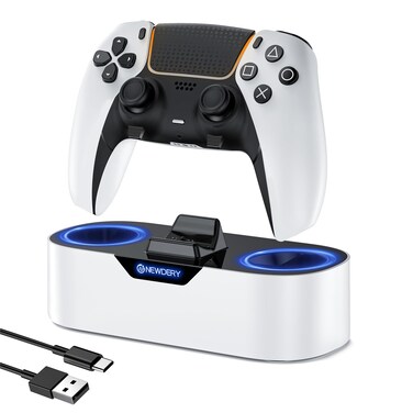 NEWDERY PS5 Controller Charger Station, Fast Charging Dock for PlayStation 5 Controllers, Single Controller Charging Stand Replacement for PS5 Controller &amp; DualSense Edge Controller
