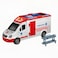 Lreyrous Ambulance Toy Car 1:16 Simulation Emergency Toy Ambulance Vehicle Model Rescue Toy with Lights and Sound with Open and a Stretcher Toy for Kids Age 3+