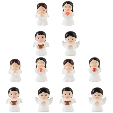 GANAZONO 12Pcs Mini Resin Pray Little Angel Fairy Cake Toppers Figurines Decorations Cherub Angel Statues Sculpture Outdoor Garden Decor