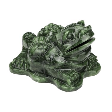 Toad Jade Statue-Natural 3.1inch Gemstone Sculpture for Home Decor Toad Figure Collection Art Carved Figurine Animal Outdoor Garden Statue Feng Shui Decorative