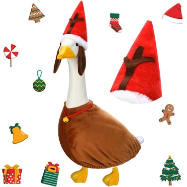 Outus Funny Candy Cane Goose Outfits Christmas Goose Candy Shirt Washable Goose Candy Cane Christmas Goose Costume Christmas Goose for Christmas Party Outdoor Patio Yard