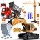 Leopmase Remote Control Excavator and Dump Truck Toy Set - RC Excavator and Dump Truck with Lights and Sounds - Rechargable Digger Car, Construction Vehicles Toy Set Gifts for Boys Kids