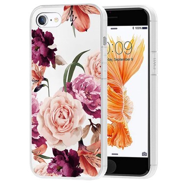 sidande Case for iPhone 6S Case, iPhone 6 Case for Girls Women, Shockproof Clear Floral Soft Flexible TPU Slim Phone Protective Case Cover for iPhone 6/iPhone 6S 4.7 inch (Purple Flower)