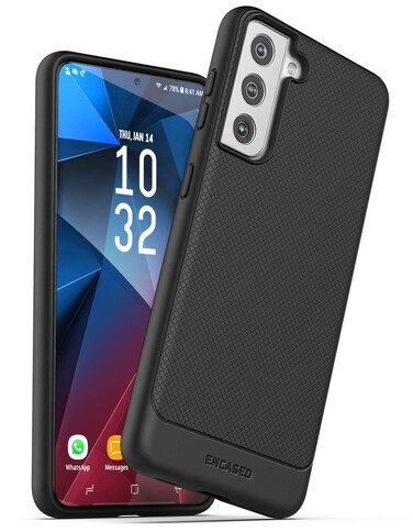 ENCASED Designed for Samsung Galaxy S21 Case (Thin Armor) Slim Flexible Grip Phone Cover (Black)