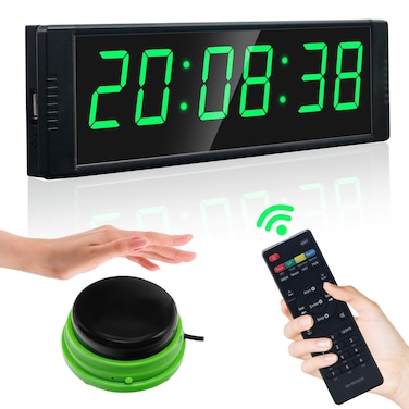 YZ Gym Timer Clock for Home Gym, Fitness Timer with Start/Stop Button, Interval Timer for Workout, Stopwatch/Countdown Timer with Remote, 12/24H Digital Wall Clock, Portable Home Gym Accessories