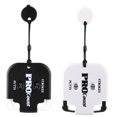 Aiyorse 2Pcs Golf Stroke Counter, Portable Mini Golf Score Clicker with Dial Reset Tool Keychain for 2 Players, Ideal for Golf Games, Competitions, and Practice (Black, White)