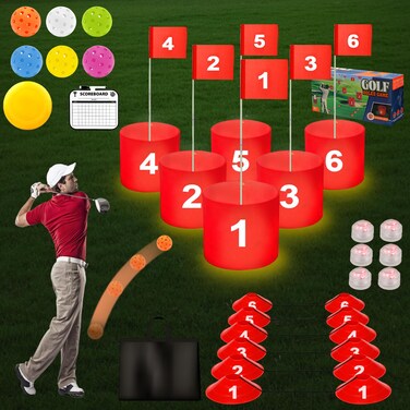 FINCOME Golf Yard Bucket Games, Indoor Outdoor Golf Chipping Game for Kids and Adults Portable Backyard Golf Game for Park, Beach, Backyard, Lawn
