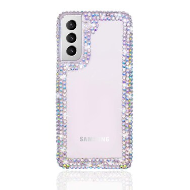Bonitec Jesiya for Samsung Galaxy S21 Case 3D Glitter Sparkle Bling Case for Women Luxury Shiny Crystal Rhinestone Diamond Bumper Clear Protective Case Cover for Samsung Galaxy S21 Clear for Women