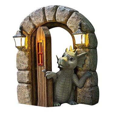 YOKIOU Garden Decor Dragon 6&rdquo;, Garden Gnomes Statues Yard Decorations Dragon Exterior Hanging Decoration Resin (Door)