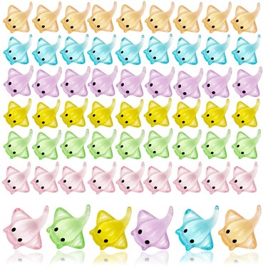 Miniature Sting Ray Figurines - 60pcs Mini Manta Ray Figure Resin Sting Rays Tiny Sting Ray Sea Animal Figurine for DIY Fish Tank Potted Fairy Garden Accessory Micro Landscape Decor (60 Sting Ray)
