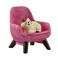 Refintural Miniature Cat Figurines with Small Sofa - Resin Mini Cat Figures, Kitten Miniature Desk Accessories - Perfect Cute Cat Gift for Cat Lovers (Pink Sofa)