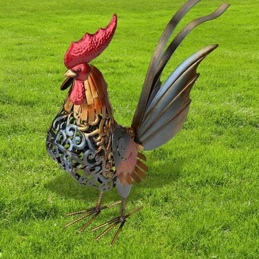 Ailgely Metal Rooster Garden Statues &amp; Sculptures,Rooster Sculpture Decor,Metal Rooster Yard Art,Iron Chicken Statue Lawn Ornament, for Patio, Backyard, Kitchen, Home Decoration
