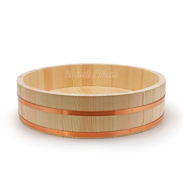 TYRHMY 28 Inch Hangiri Sushi Oke Wooden Sushi Rice Mixing Bowl Tub,Large Japanese Hangiri Sushi Oke Oversized Hangiri