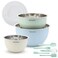Rorence Stainless Steel Mixing Bowls: Colored Metal Mixing Bowl Set with Lids Nesting Bowls for Kitchen Set of 3