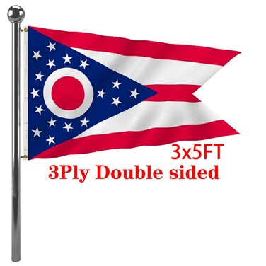 Jayus Double Sided Ohio Sates Flags 3x5 Outdoor- Vivid Colors 3Ply OH Ohio Flags Banners- Heavy Duty 100% Polyester with 2 Brass Grommets
