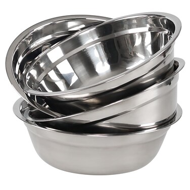 Xyskin Set of 4 Stainless Steel Mixing Bowl Set, Metal Serving Bowls, Great for Cooking, Baking, Prepping