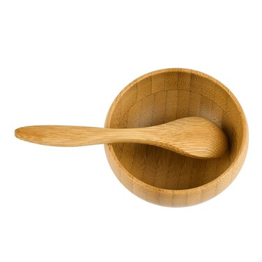 lasenersm 1 Set Cute Mini Mask Bowl with Spoon Eco Bamboo Mask Mixing Bowl and Spoon Facemask Bowl Mud Mask Mixing Bowl DIY Skin Care Mixing Tool Kit for Lady Women Home Beauty Salon Use, 2.6" x 1.2