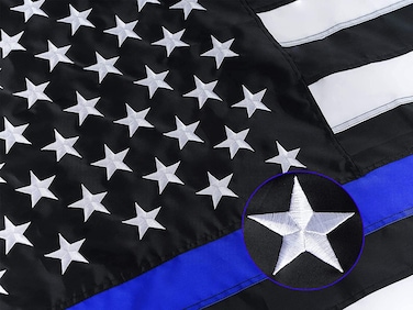 Homissor Thin Blue Line Flags 2x3 Outdoor in USA - Embroidered Stars Police Flag, Heavy Duty Back The Blue Flag Stripe Blue Line Lives Matter Flags Banner with 2 Brass Grommets
